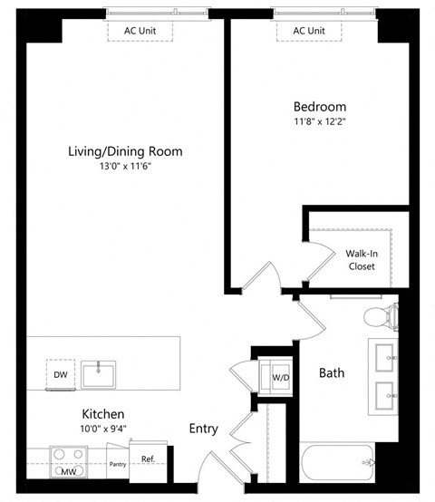 One Bedroom Floor Plan at One East Harlem Luxury Apartments in East Harlem NY
